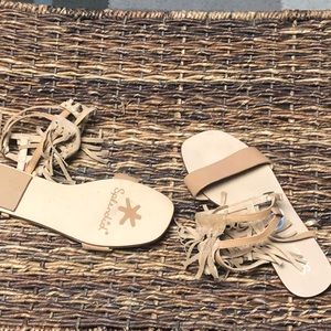 Splendid fringed ankle strap sandals